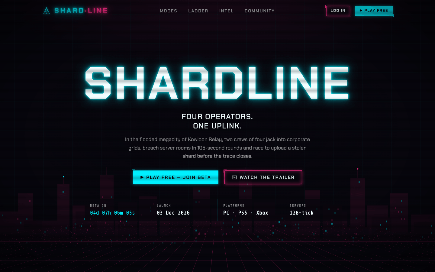 Screenshot der Website, die aus dem Prompt „Neon-Cyberpunk-Gaming“ generiert wurde